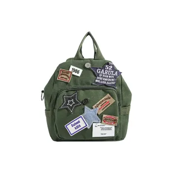 LUVISTRUE Fabric Small Backpack Portable One Shoulder Crossbody Medium Size Women's Green/Brown