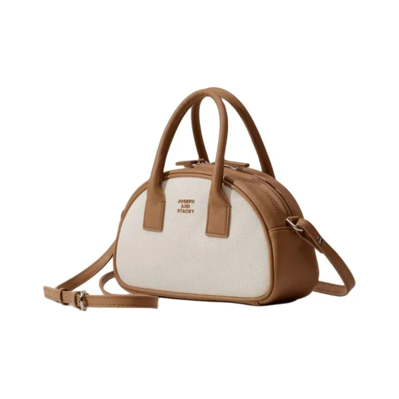 JOSEPH&STACEY Cotton Shoulder Bag Crossbody Bag Handbag Women's Ivory With Mountain Walnut Brown-1