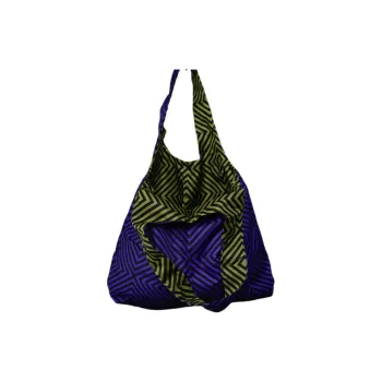 GAGA EQUIPMENT Nylon Tote Bag Shopping Bag Handbag Shoulder Bag Large Size Unisex Purple Green Diamond Pattern