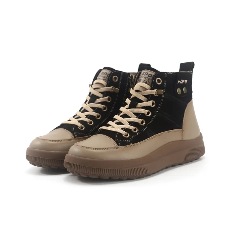 TOM TAILOR Cool Black Brown Shadow Stylish Shoes Anti Slip Wear Resistant High Top Casual Shoes Women's-2
