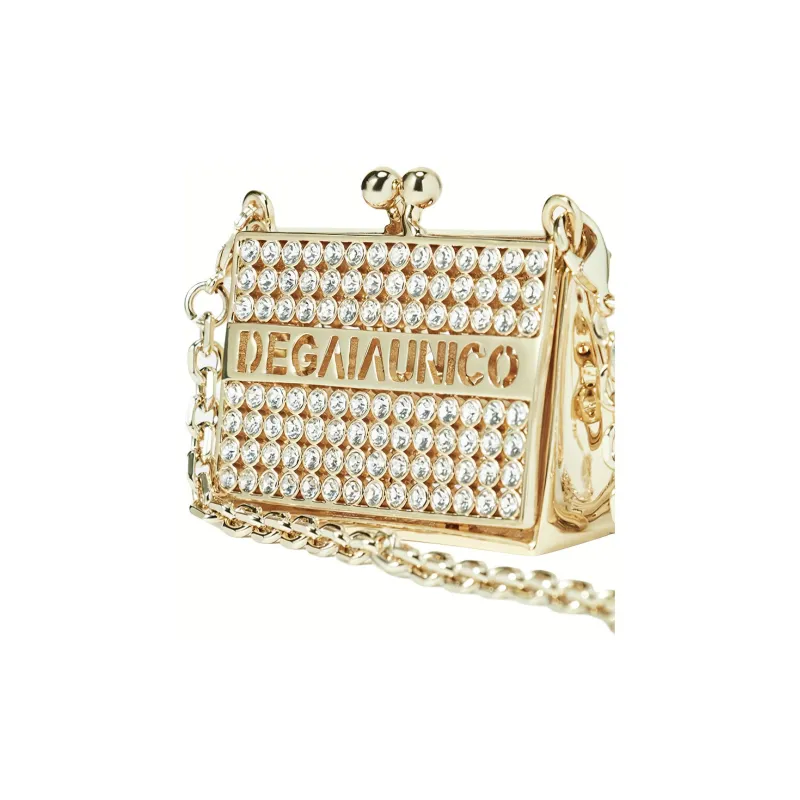 DEGAIA Alloy Metal Handbag, Shoulder Bag Mini Women's White Steel/Gold-1