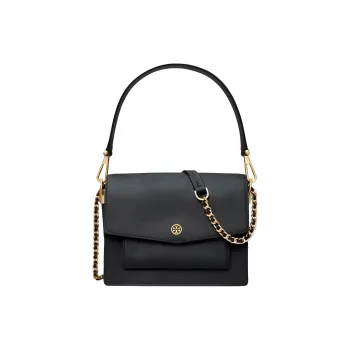 TORY BURCH Robinson Cow Leather Trunk Bag, Crossbody Bag, One Shoulder Handbag Women's Black/Black Gold