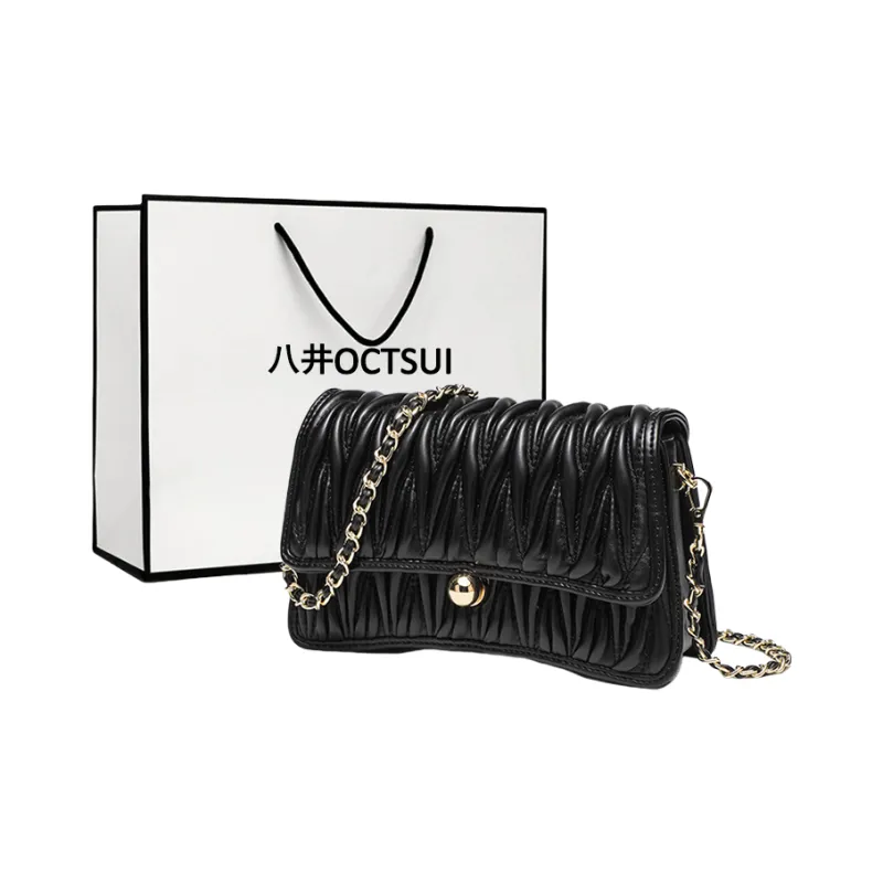 OCTSUI Cow Leather Shoulder Bag Regular Women's Ecru Black/Crystal Pink/Silver-10