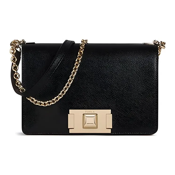 Furla Mimi Collection Cow Leather Shoulder Bag, Crossbody Bag Mini Women's Black-1