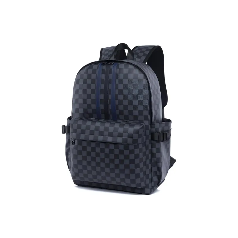 Yalu PU Backpack Tubas Unisex Black/Dark Brown-1