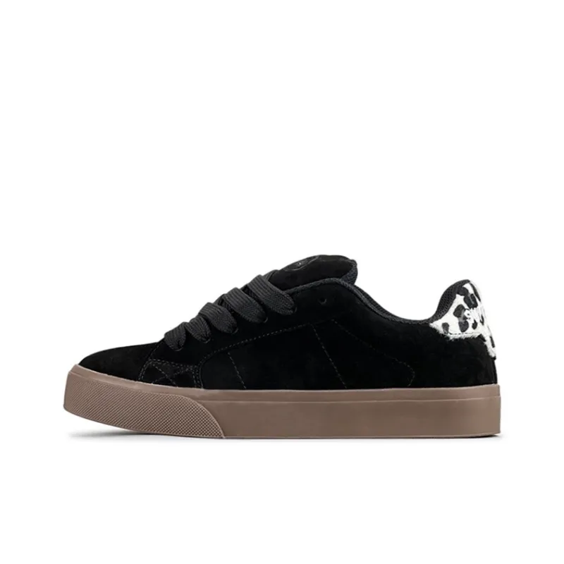 Slip Resistant Cushioning Lightweight Low Top Trendy Versatile Skateboard Shoes Women's Black Leopard Print Element-0