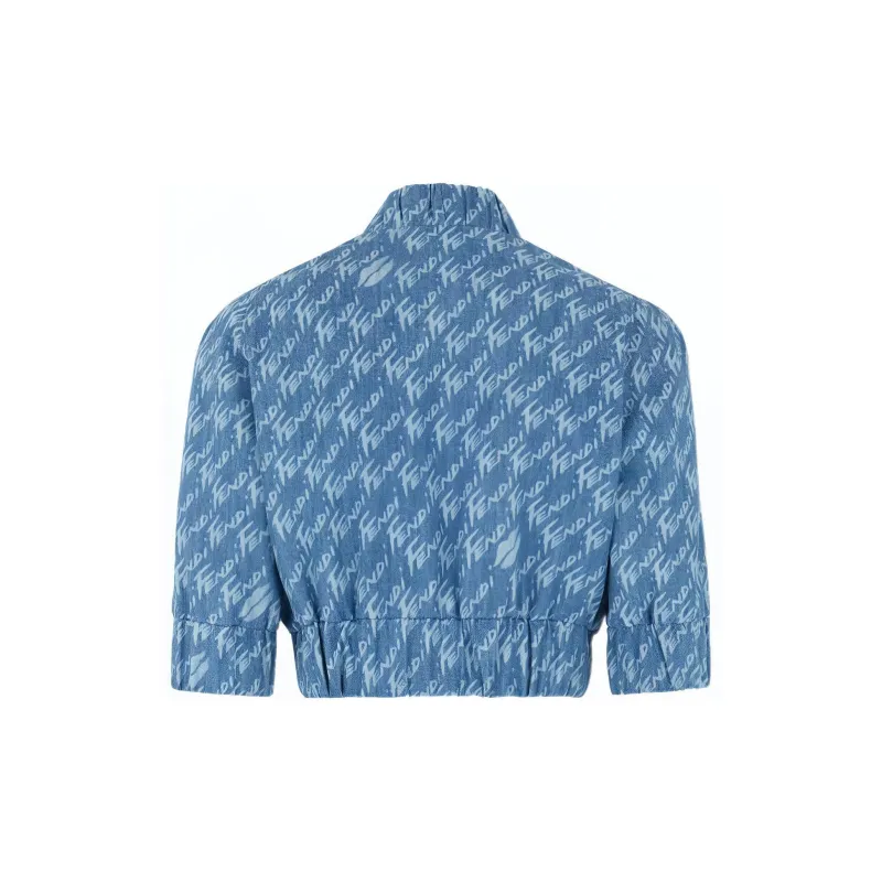 FENDI SS22 Cropped Coats Women's Light Blue-1