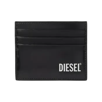 DIESEL Calfskin Card Holder Wallet Men's Black