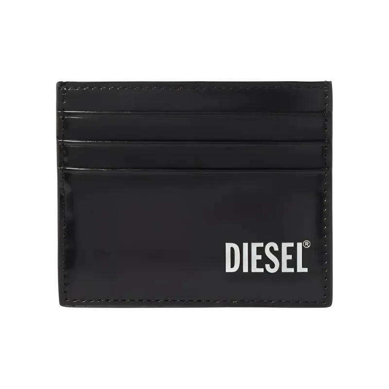 DIESEL Calfskin Card Holder Wallet Men's Black-0