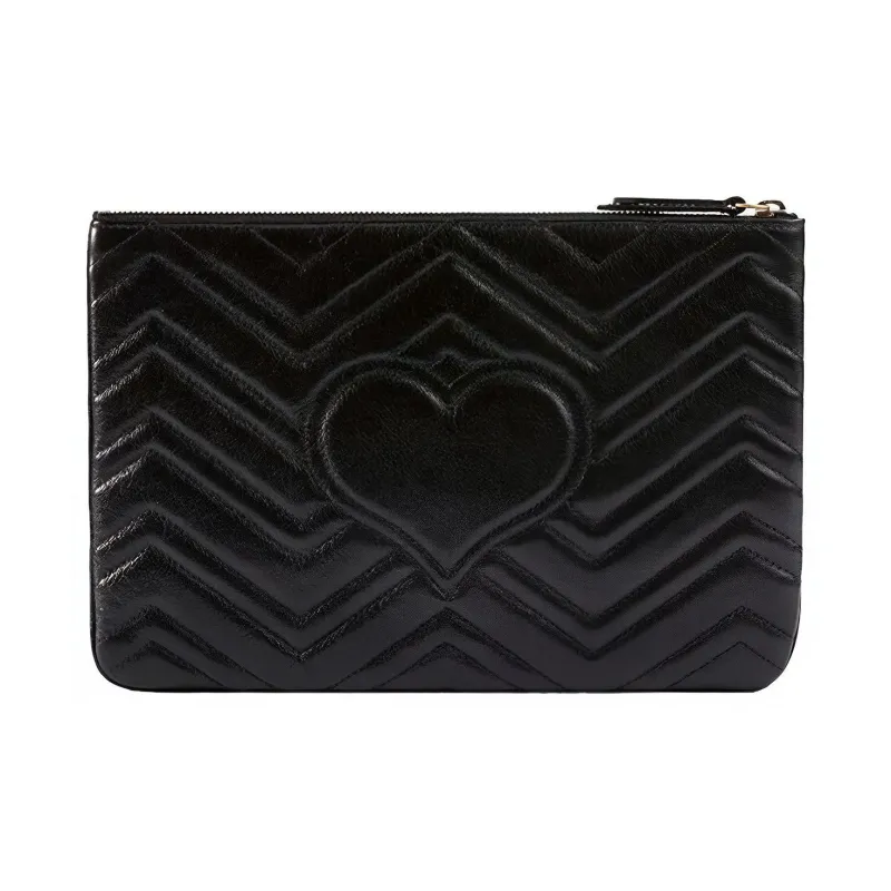 GUCCI Marmont Cow Leather Clutch Women's Black-1