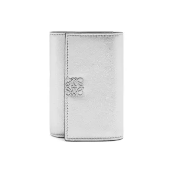 LOEWE Shiny Nappa Lambskin Wallet Small Size Women's Silver