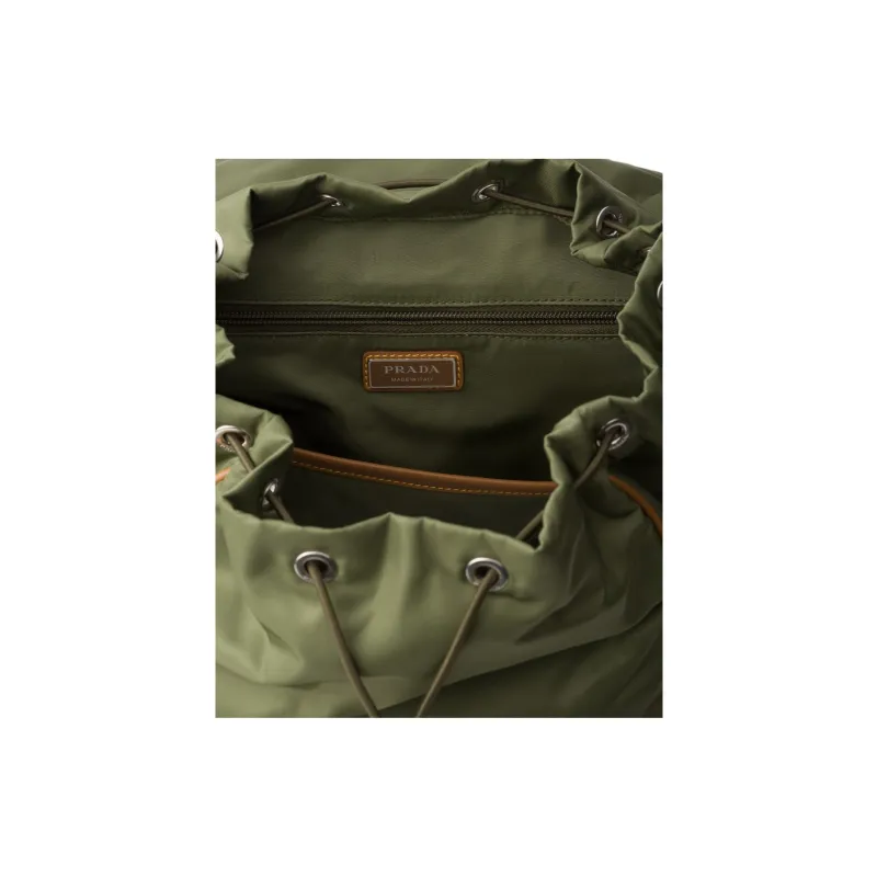PRADA Recycled Nylon Backpack Men's Army Green & Caramel-3