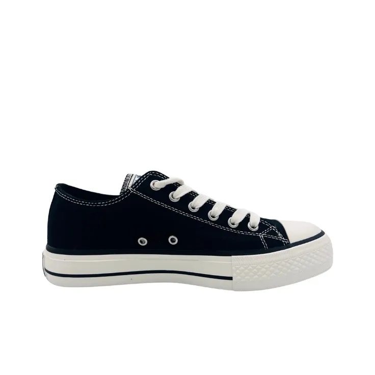 QIANJIN Low Top Canvas Shoes Unisex Black-3