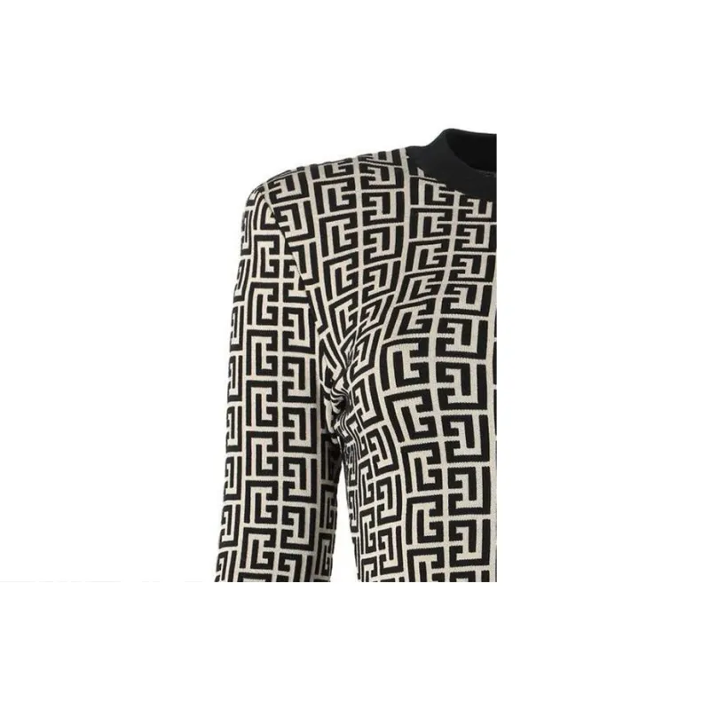 BALMAIN All-Over Monogram Printed Mini Dress-4