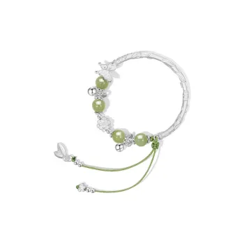 BYTHERE Hetian Jade Bracelet, Gift For Female Friends And Elders Green Jade Women's