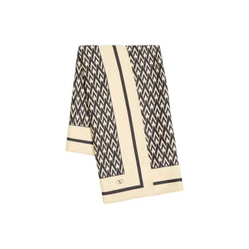Valentino Silk Scarves Unisex Cream/Black
