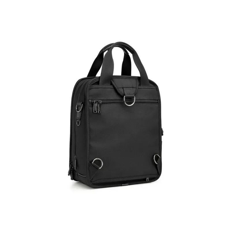 HORSEMEN Ballistic Nylon With Cow Leather Business Travel Shoulder Bag, Crossbody Bag, Handbag Tubas Men's Black-2