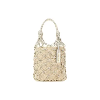 MIU MIU Straw Handbag Women's Beige Yellow