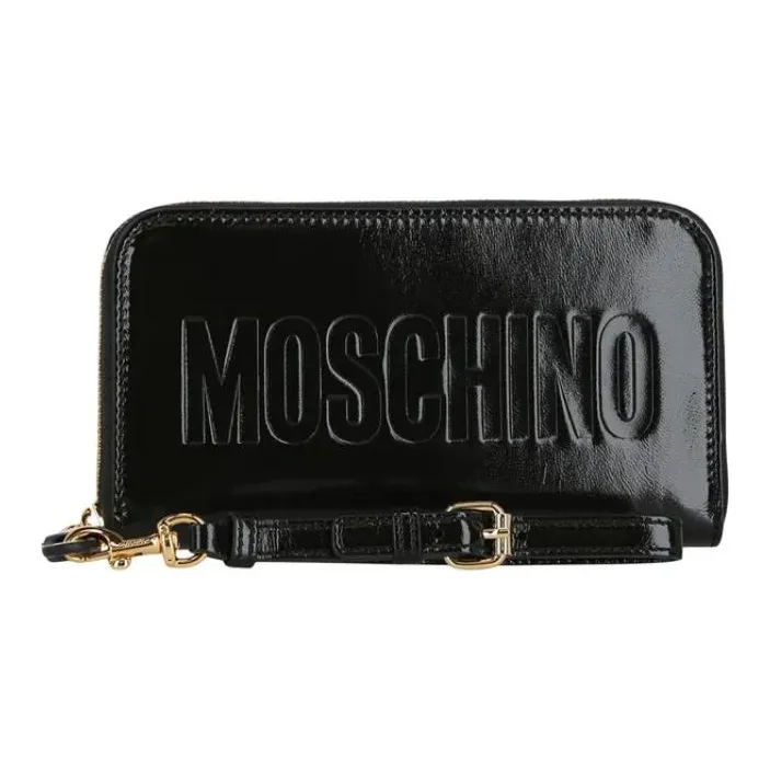 MOSCHINO Calfskin Wallet Women's Black-1