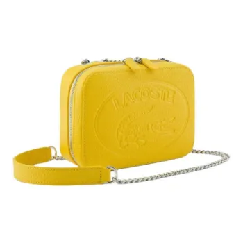 LACOSTE Cow Leather Shoulder Bag Crossbody Bag Small Size Women's Deep Yellow