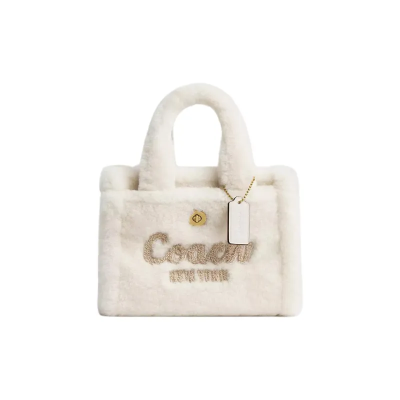 COACH Cargo Shearling Tote Bag, Shopping Bag, Crossbody Bag, One Shoulder Handbag Trumpets Women's White-0