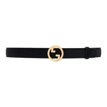 GUCCI Blondie Fabric Leather Belts Unisex Black Width: 3cm