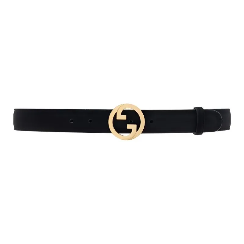 GUCCI Blondie Fabric Leather Belts Unisex Black Width: 3cm-0