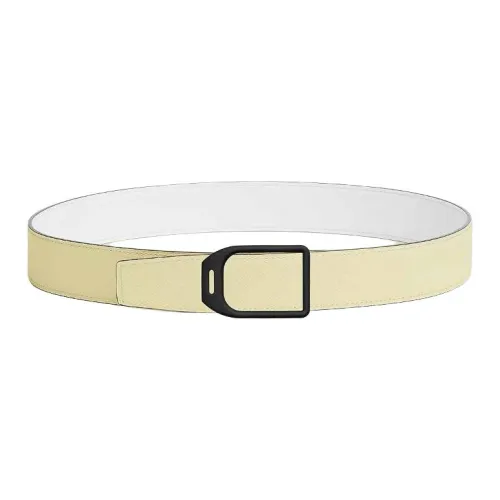 HERMES Calfskin Leather Metal Leather Belts Unisex White/Yellow Width: 3.8CM