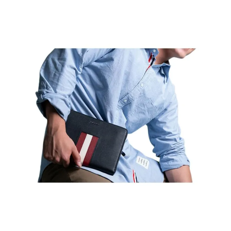 BALLY Cow Leather Wallet Coin Purse Clutch Men's Black-5