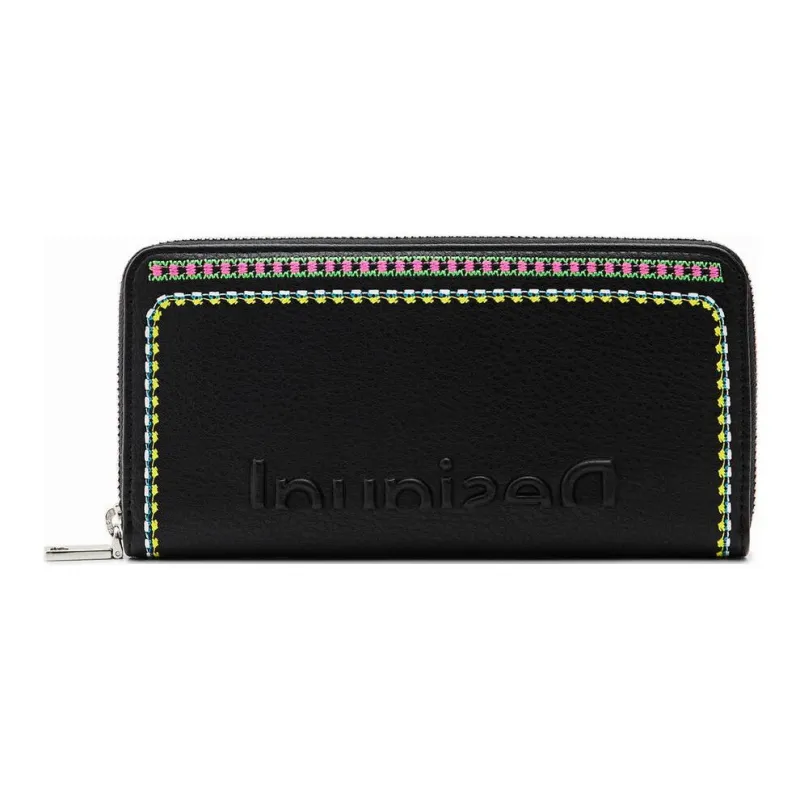 Desigual Polyurethane Wallet Large Size Women's Black-0