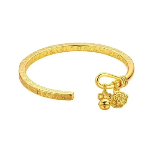 KZD Alloy Open Ended Bangle #Good Luck Women's