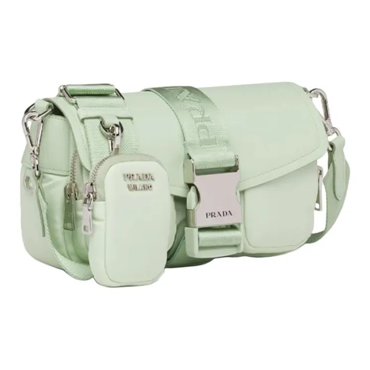 PRADA Leather Shoulder Bag Crossbody Bag Handbag Women's Aqua Green-1