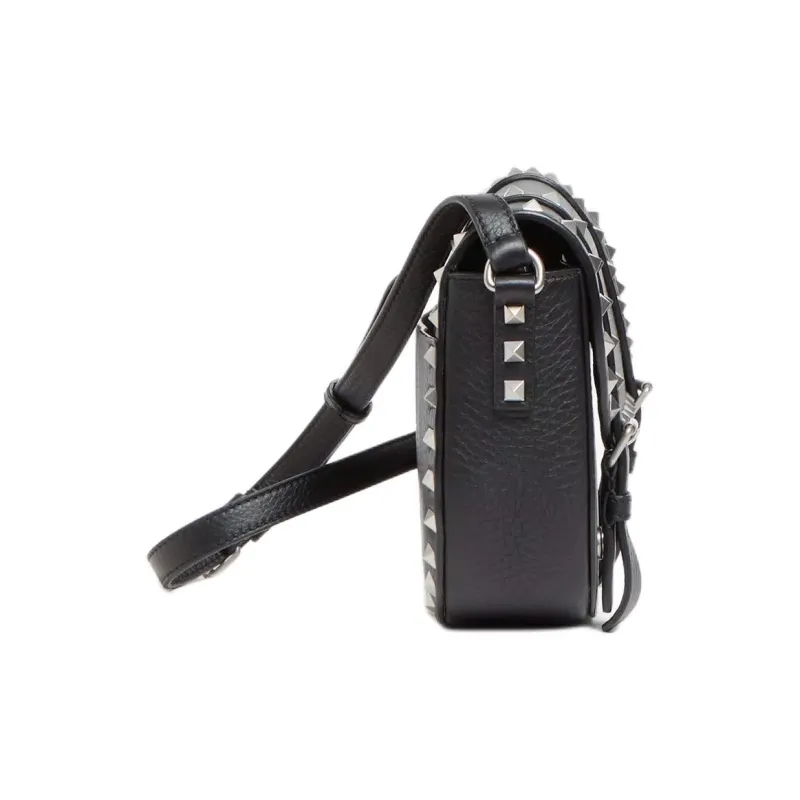 Valentino Rockstud Grained Calfskin Crossbody Bag Shoulder Bag Small Size Women's Black-2