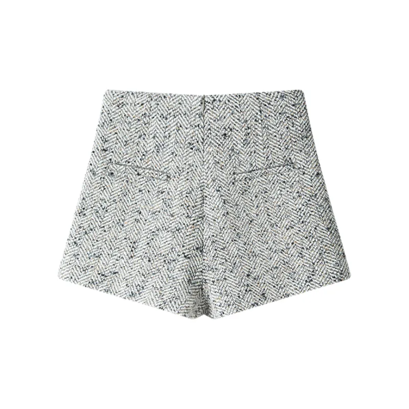 MOSIIMORII Casual Shorts Women's Snowflake Beige Gray-1