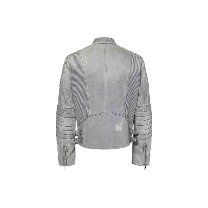 BALMAIN Zip Up Biker Denim Jacket-1