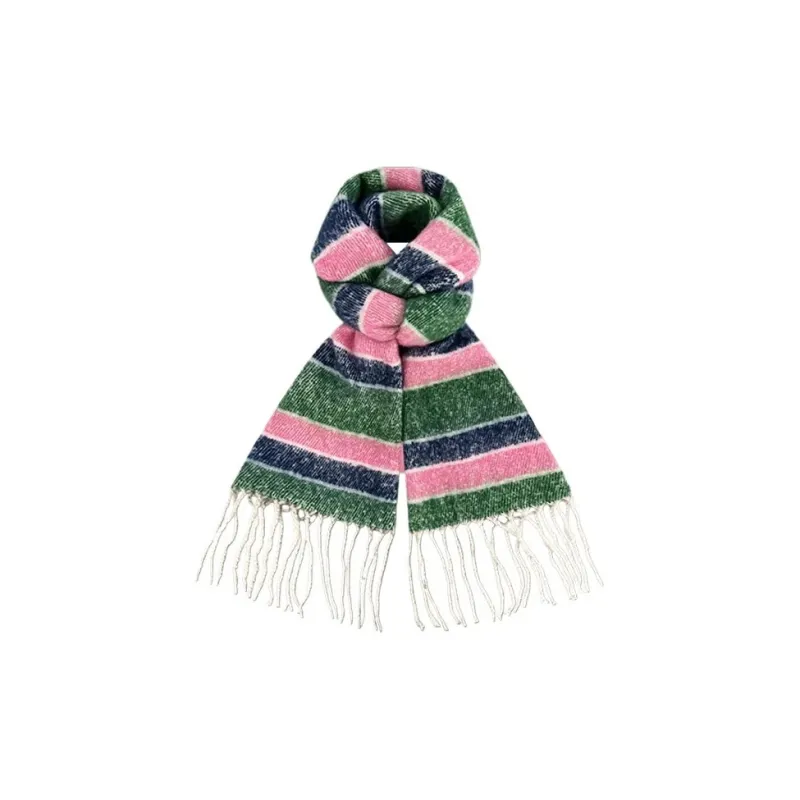 PISHUSHU Polyester Knit Scarves Unisex Yellow Blue Pink Green Blue Brown-3