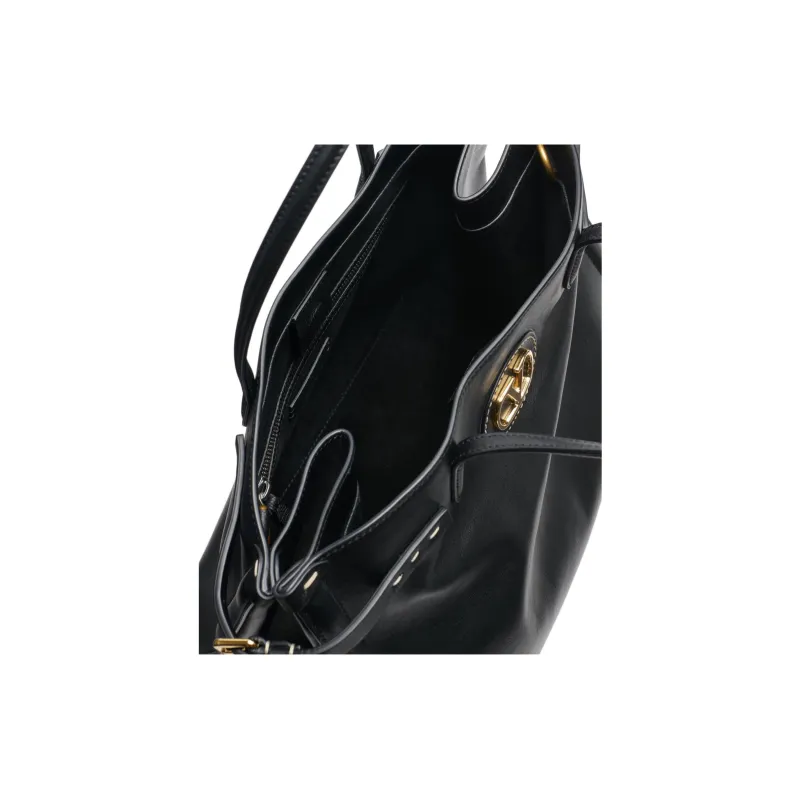 Valentino Calfskin Shoulder Bag Crossbody Bag Handbag Medium Size Unisex Black-4
