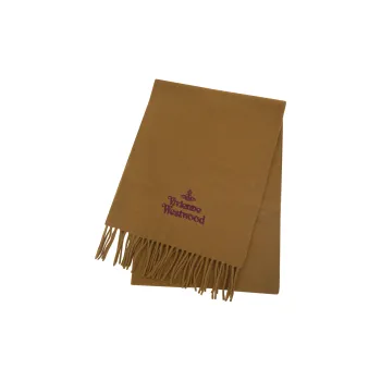 Vivienne Westwood Logo Embroidered Fringed Scarf