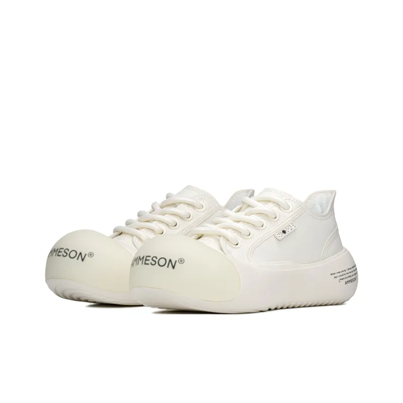 AMMESON Anti Slip Wear Resistant Low Top Skateboard Shoes Women's Pearl White-2