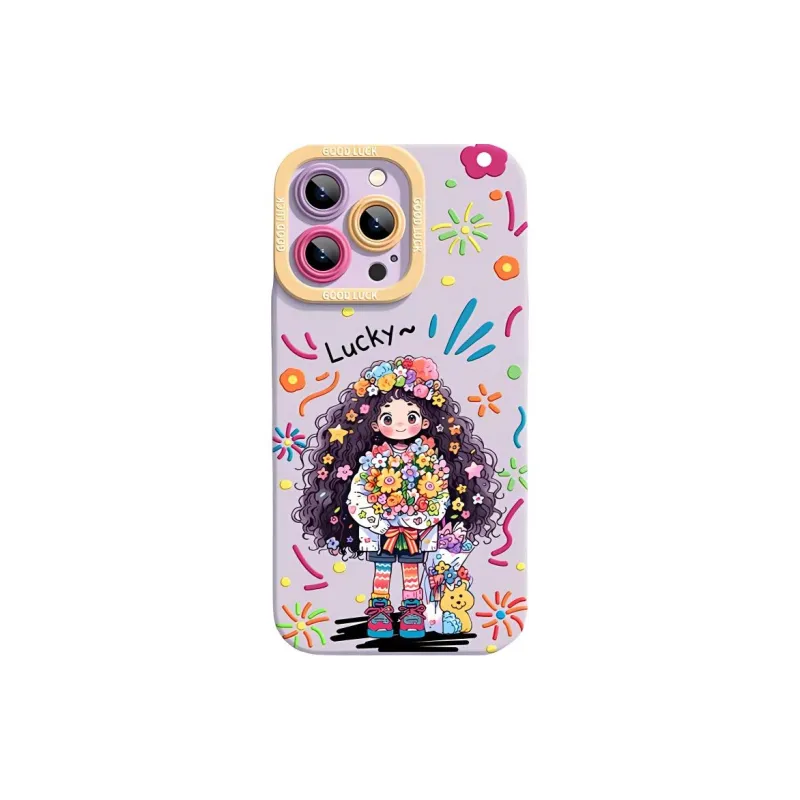Wei Xin Silicone Material Bouquet Girl Phone Cases Compatible With IPhone 16/15 Pro Max/Apple 13/14 Pro/Max-5