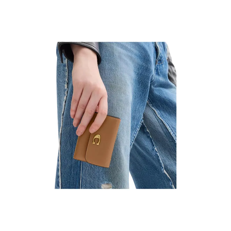 COACH Calfskin Wallet Mini Women's Honey Brown-3