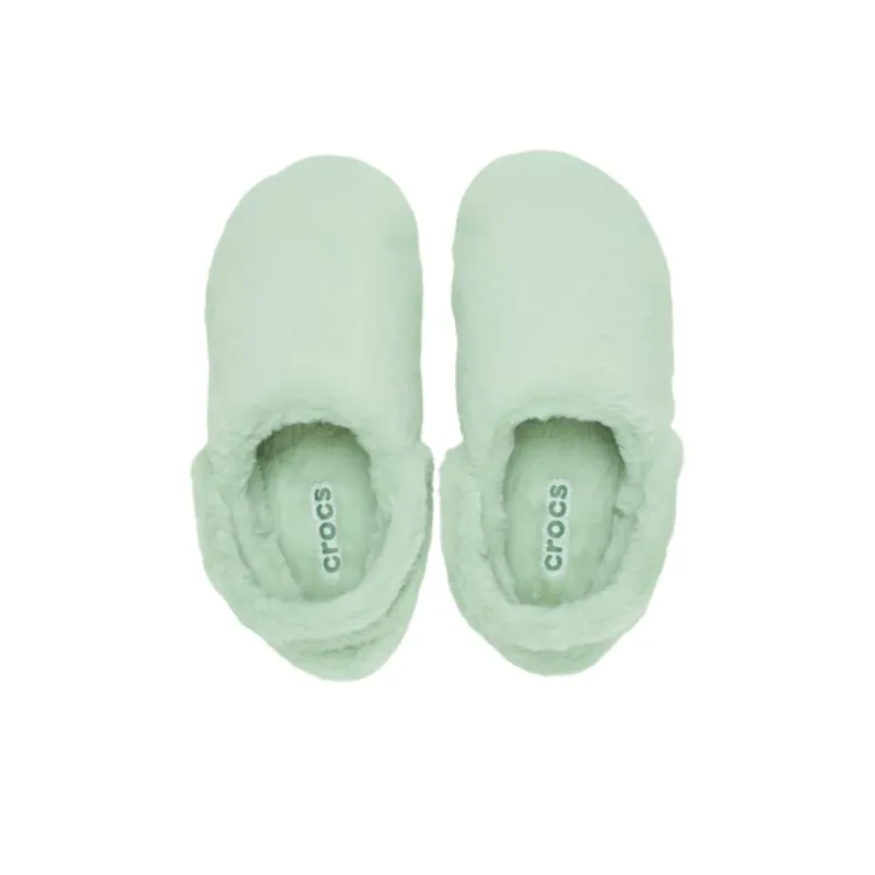 Crocs Fuzzy Abrasion Resistant Slip Resistant Wrap toe Slippers Unisex Green-3