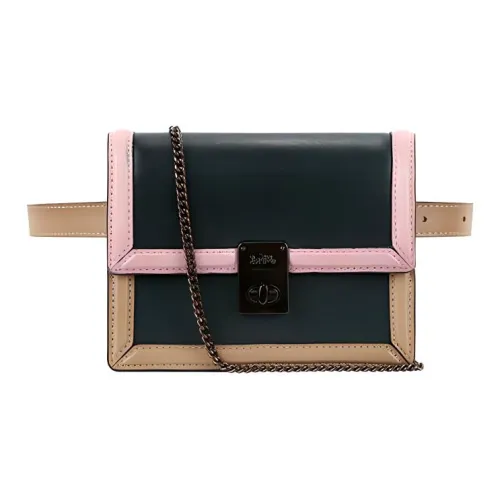 COACH Hutton Leather Small Square Bag One Shoulder Crossbody Chain Waist Bag Small Size Women's Jasper/Pink