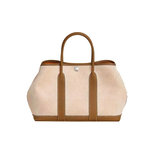 HERMES Garden Party Canvas With Negonda Calfskin Tote Bag Shopping Bag Handbag Women's Apricot/Gold