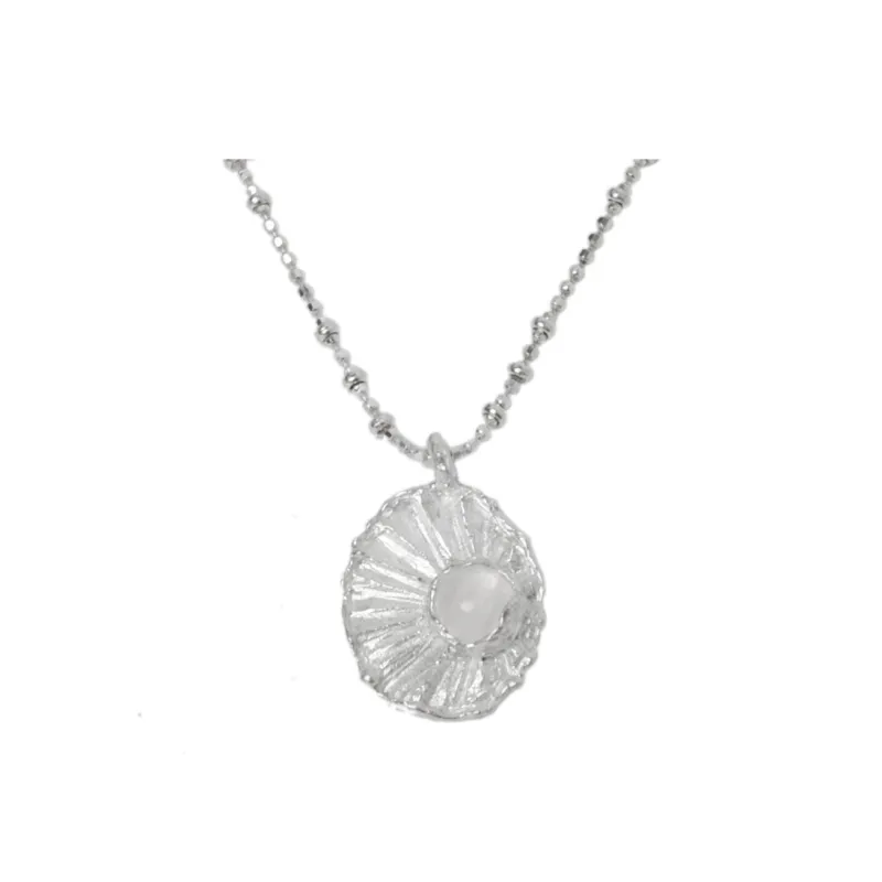 M.Wong 925 Sterling Silver Inlay Moonstone Shimmer Layering Collarbone Chain Necklace Women's-0