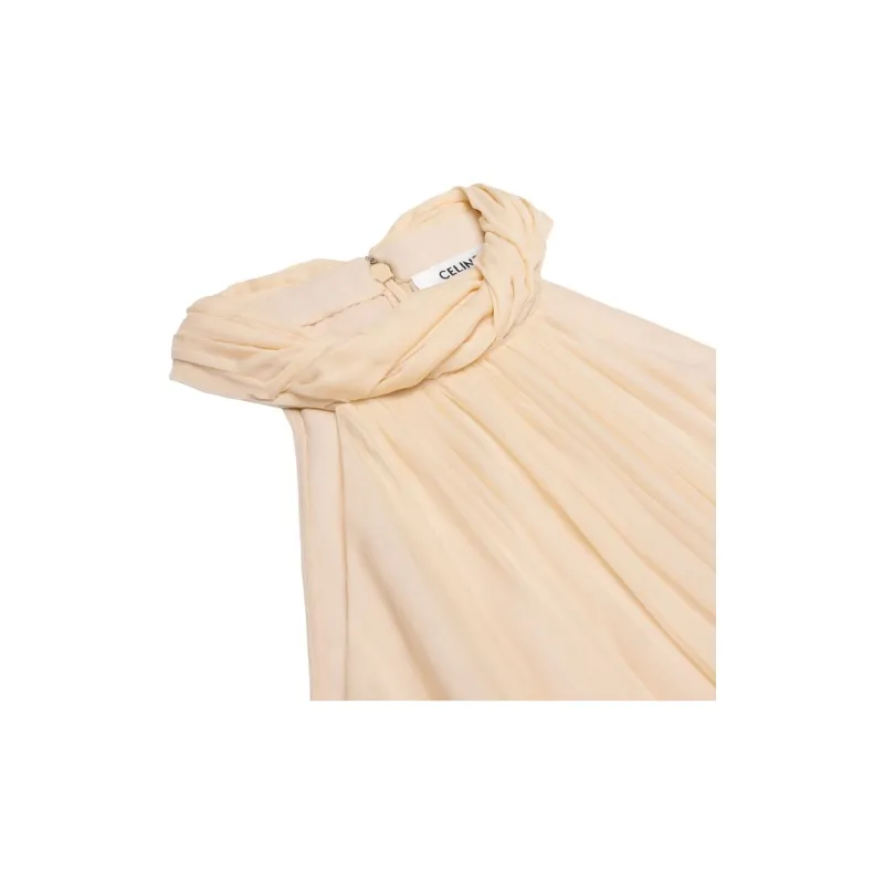 CELINE Sleeveless Dress Women's Cream Yellow-2
