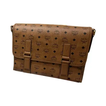 MCM Aren Canvas Shoulder Bag Crossbody Bag Medium Size Women's Cognac Brandy