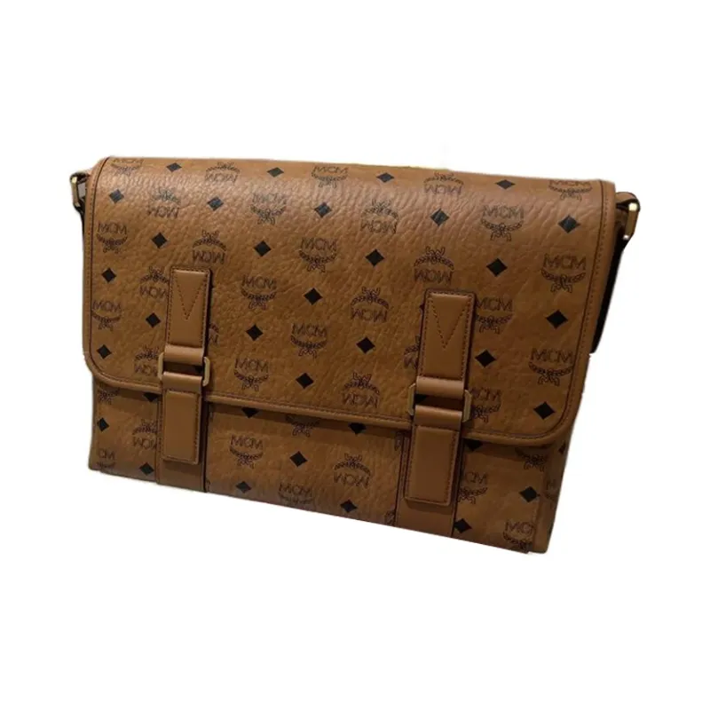 MCM Aren Canvas Crossbody Bag, Shoulder Bag Medium Size Women's Cognac Brandy-1