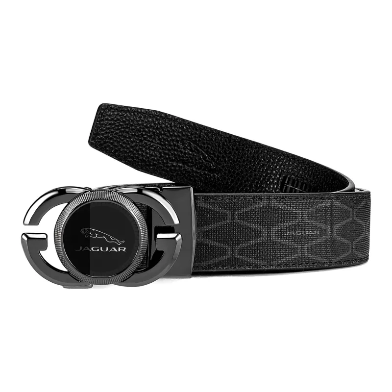 JAGUAR PVC Leather Belts Men's Black Width  3.5cm-4