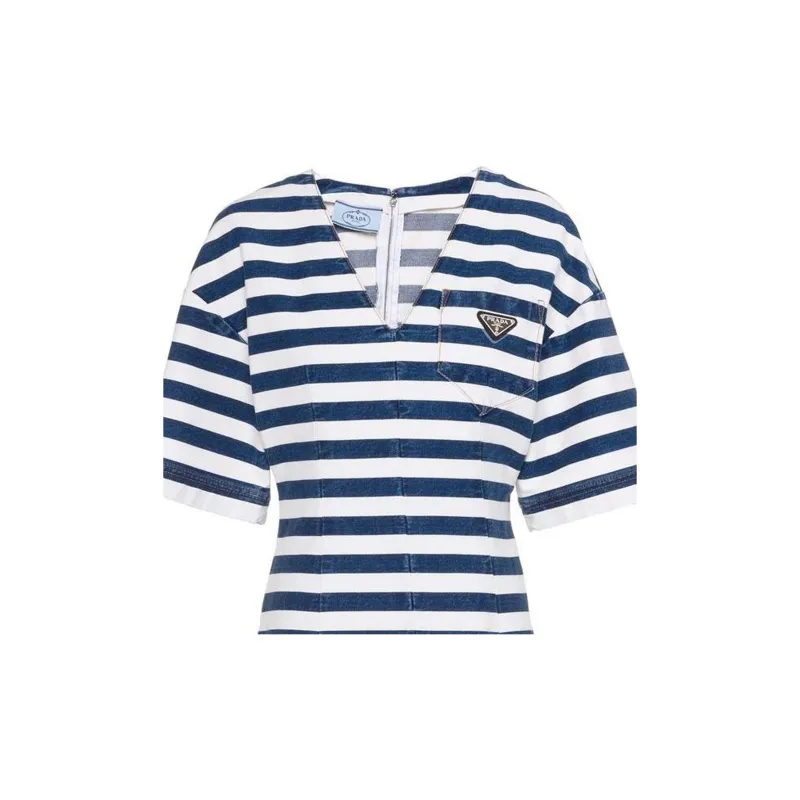 PRADA Short-Sleeved Dresses Women's Blue-4